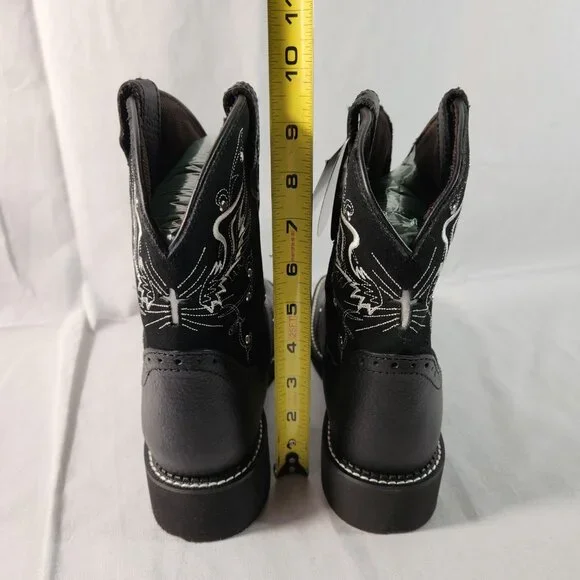 Justin Womens 10 B Black Boots Leather Western Square Gypsy Wings Cross Cowgirl - Picture 9 of 16